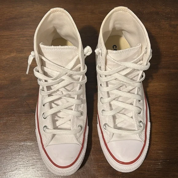 Converse Chuck Taylor All Star White Canvas High-Top Sneakers - Picture 2 of 9